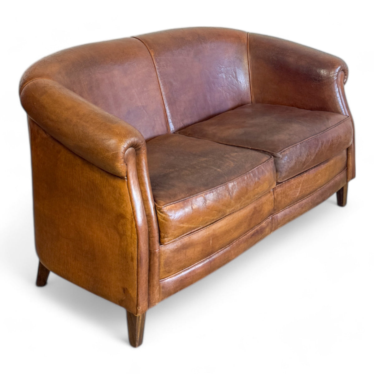 Art Deco Leather Settee