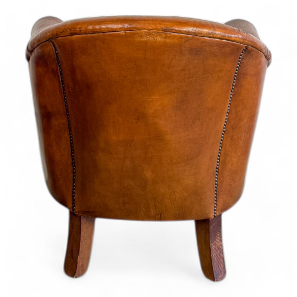 Art Deco Leather Barrel Chair