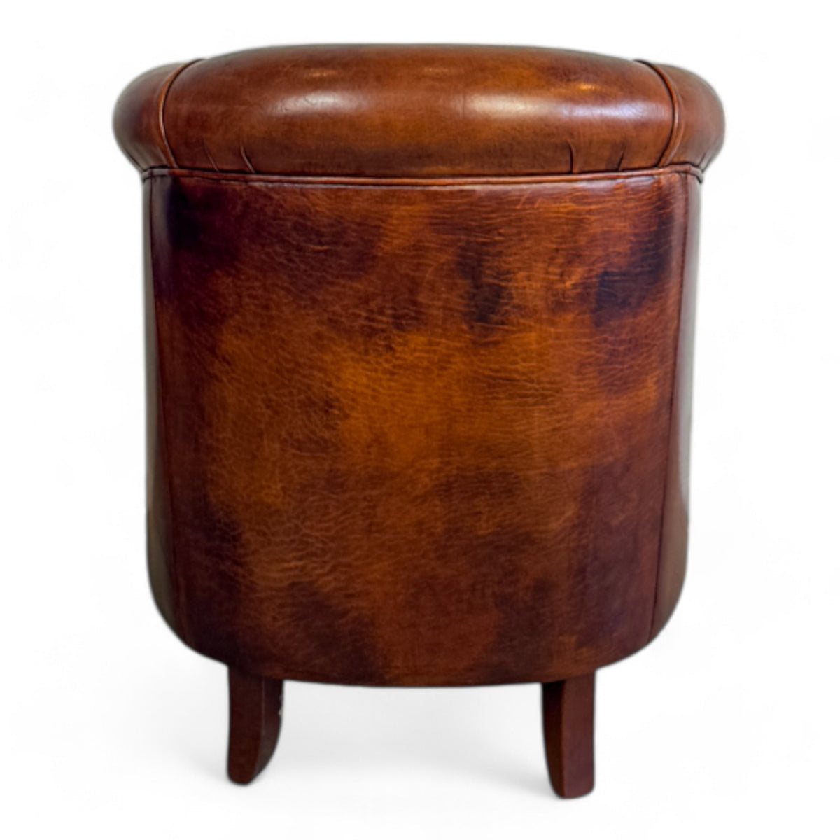 Art Deco Leather Barrel Chair