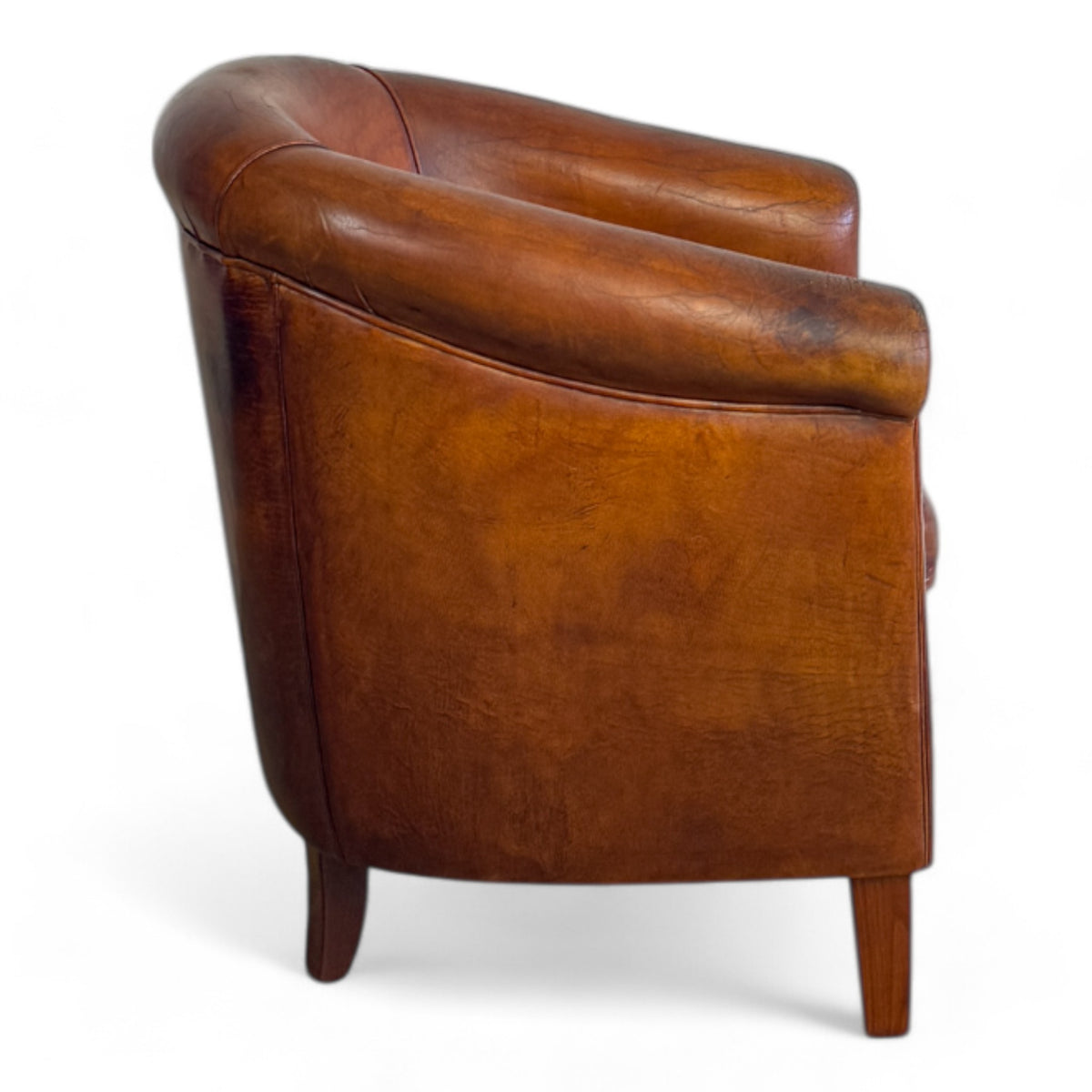 Art Deco Leather Barrel Chair