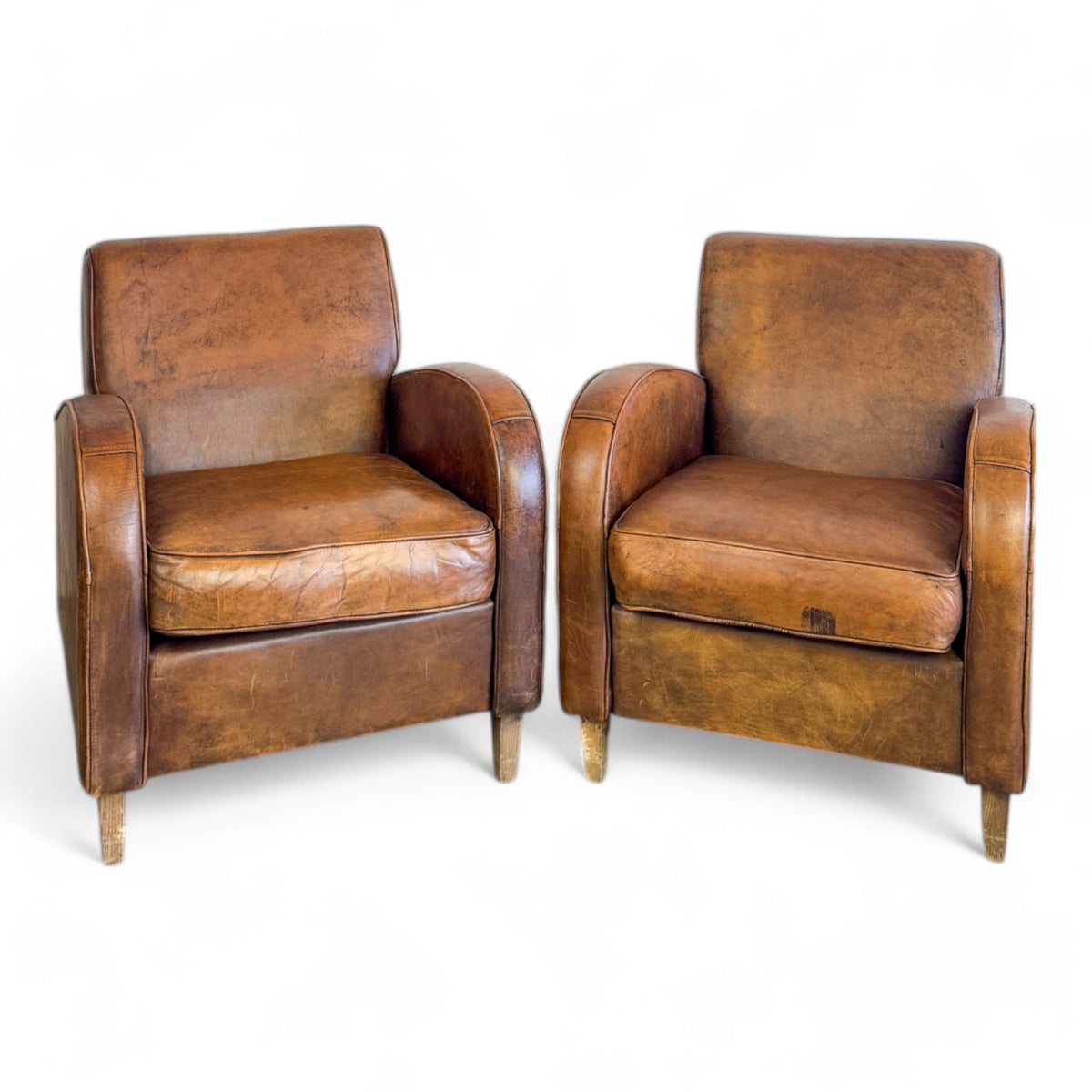 Pair of Art Deco Leather Club Chairs