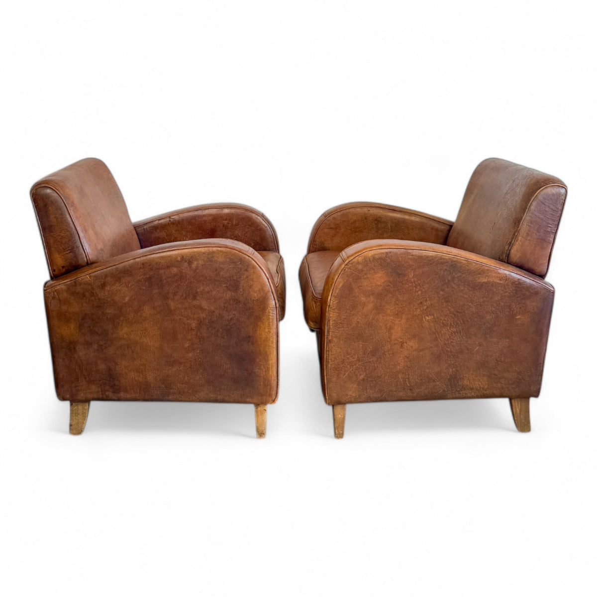 Pair of Art Deco Leather Club Chairs