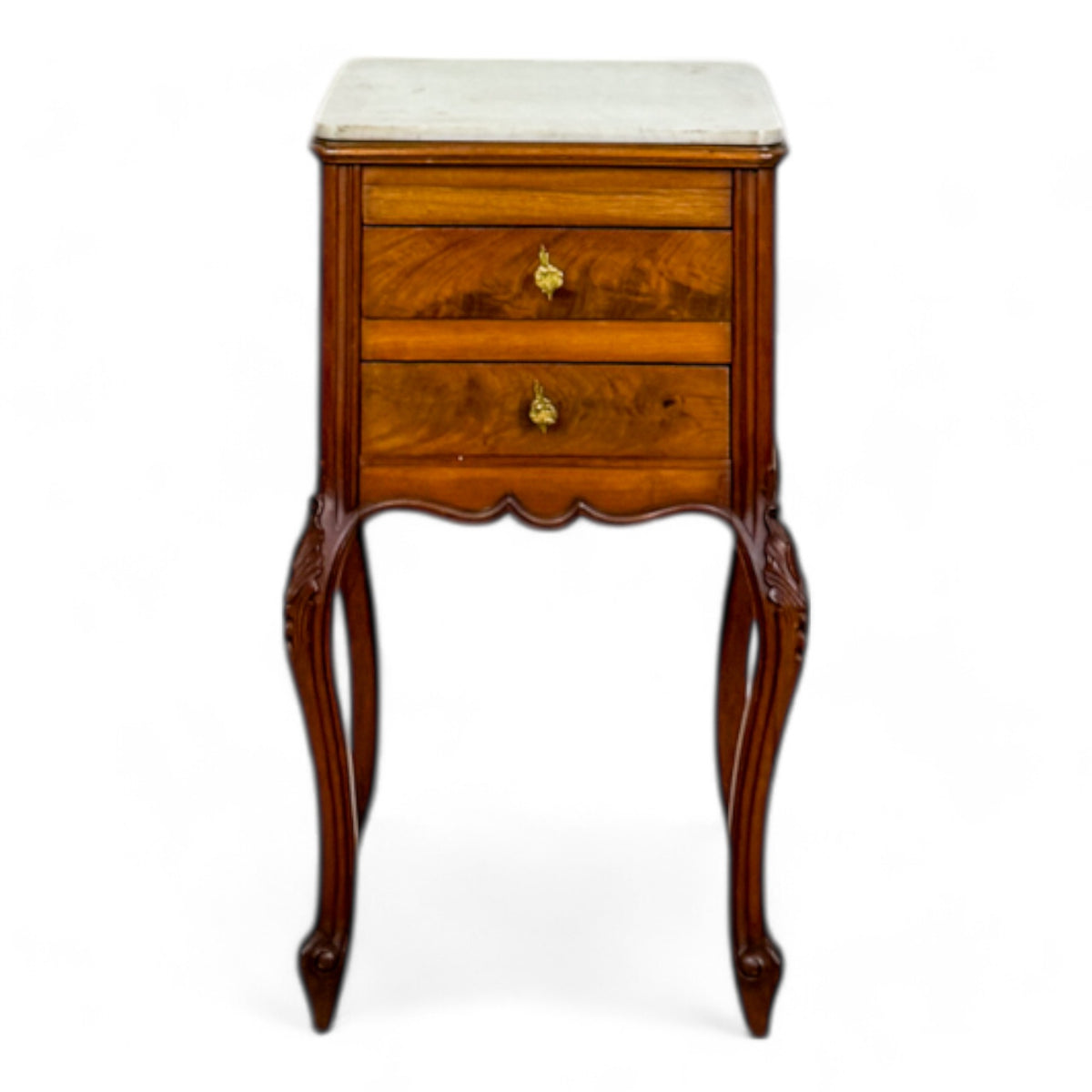 Pair of French Marble Top Nightstands