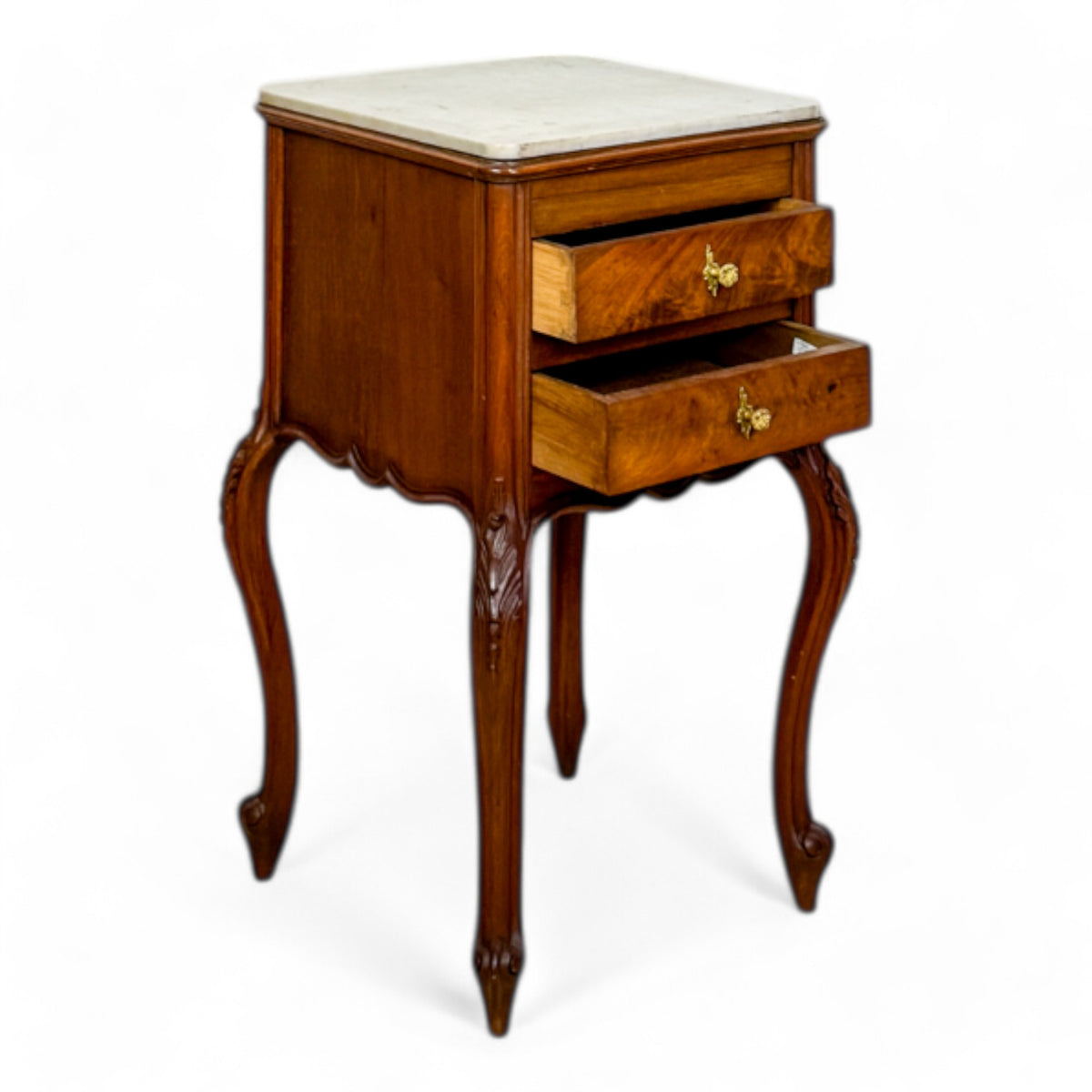 Pair of French Marble Top Nightstands