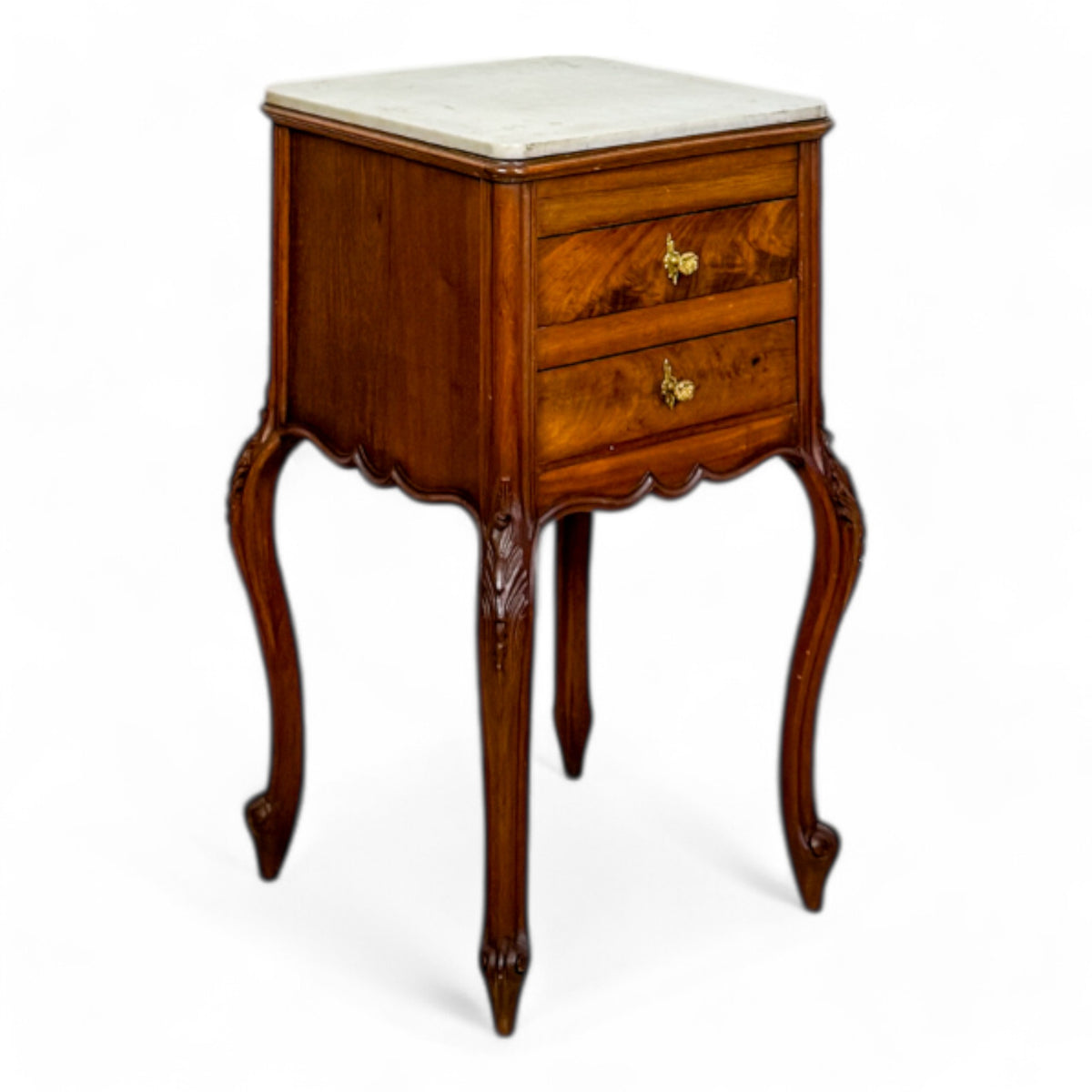 Pair of French Marble Top Nightstands