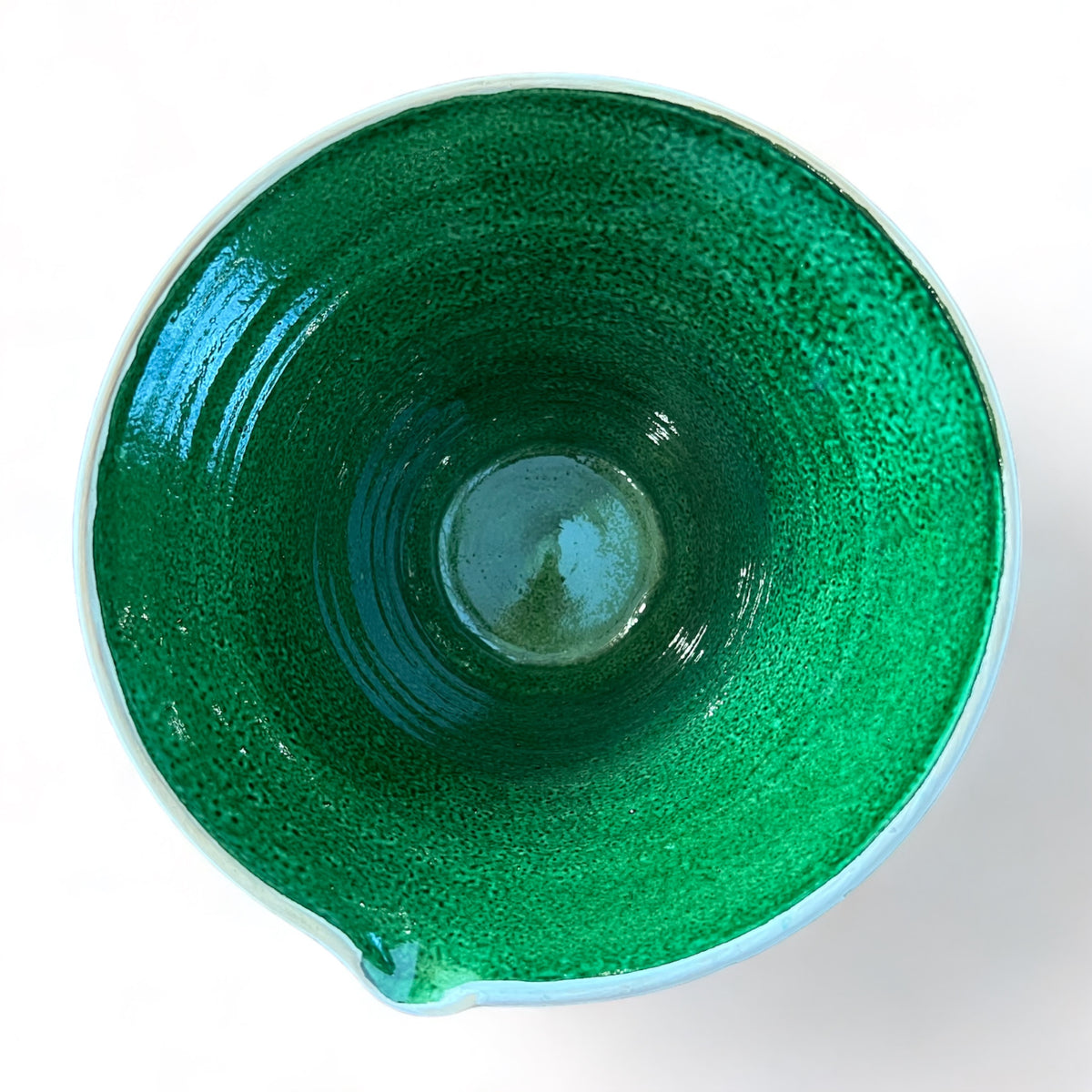 Green Ceramic Bowl w/Pour Spout - Medium