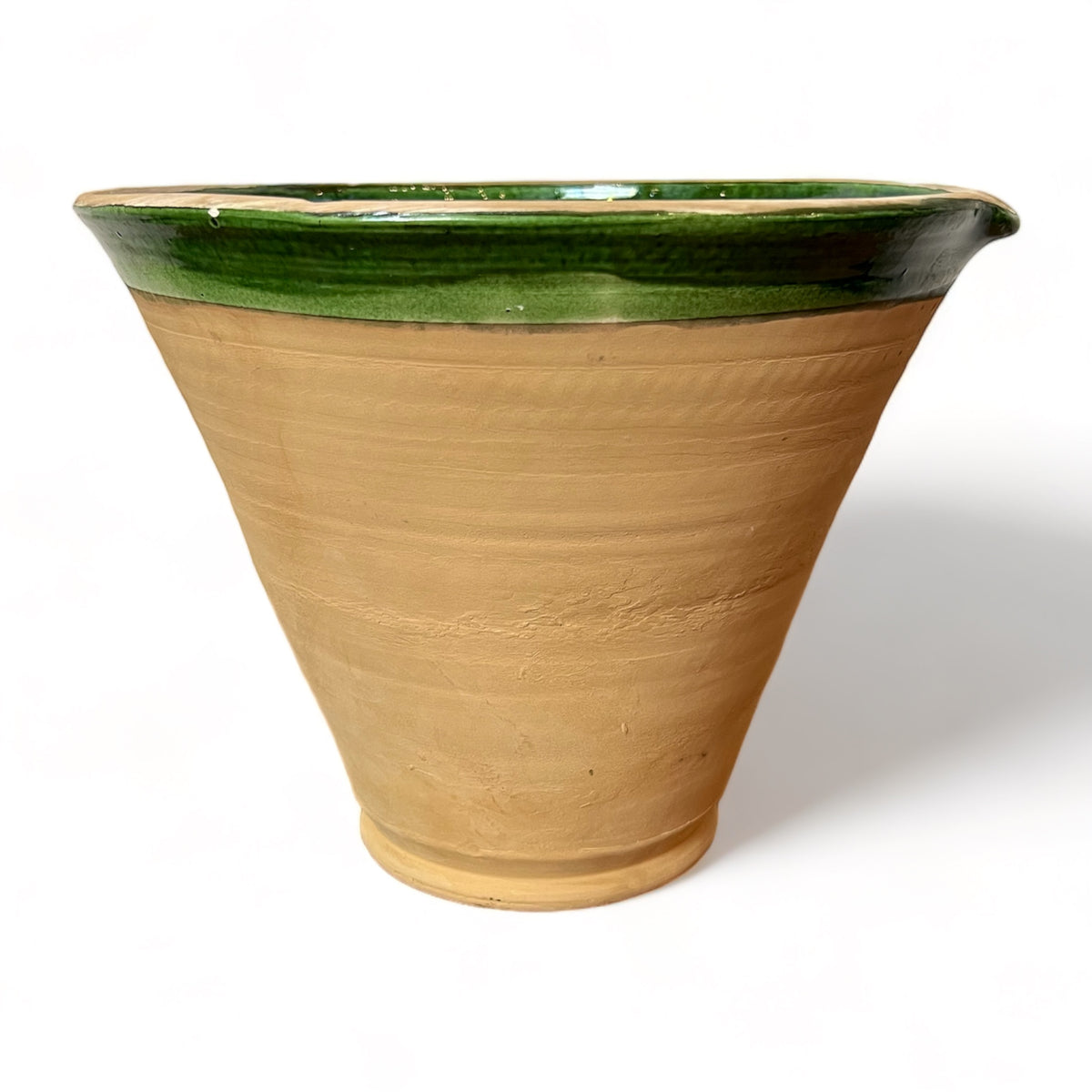 Green Ceramic Bowl w/Pour Spout - Large