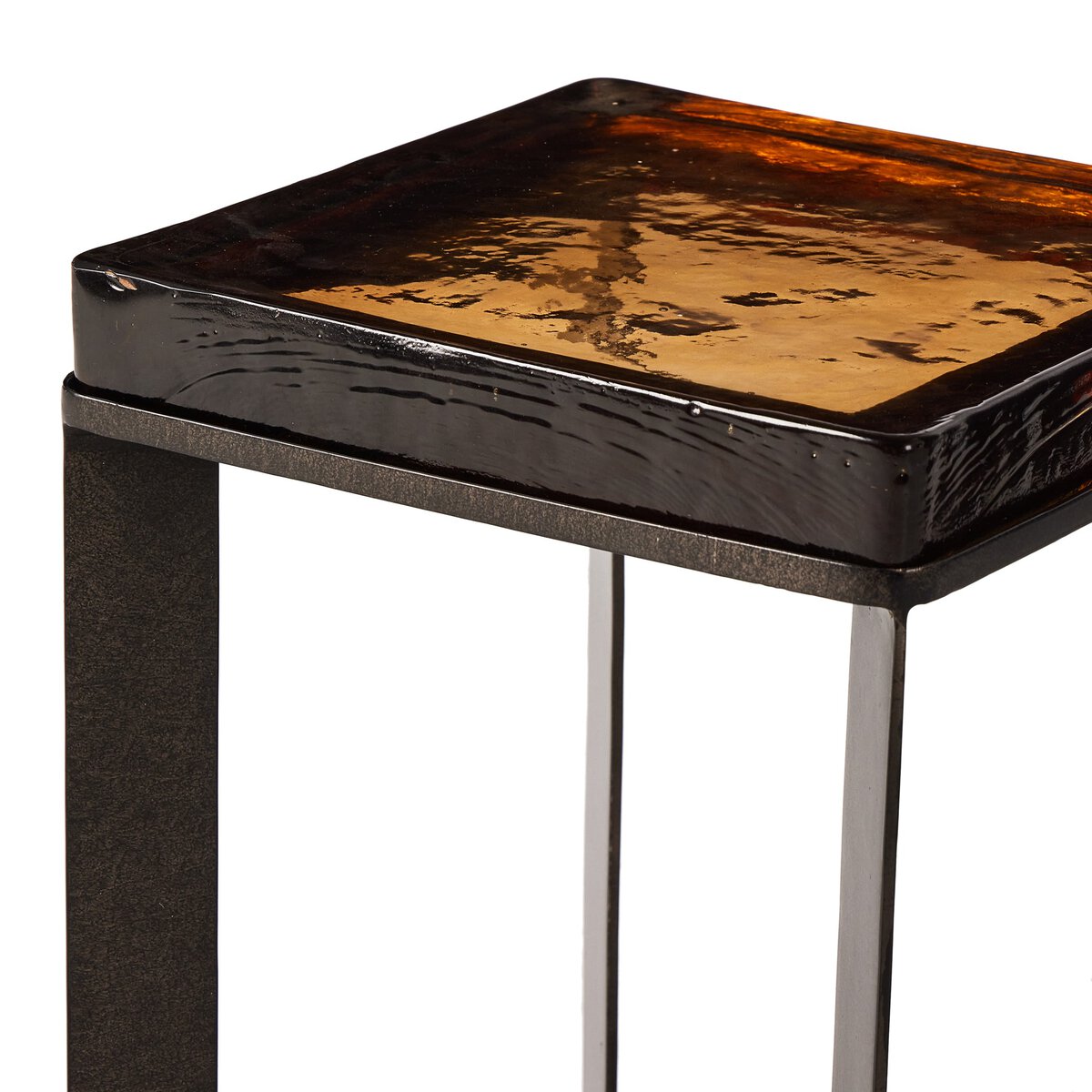 Amber Cast Glass Accent Table