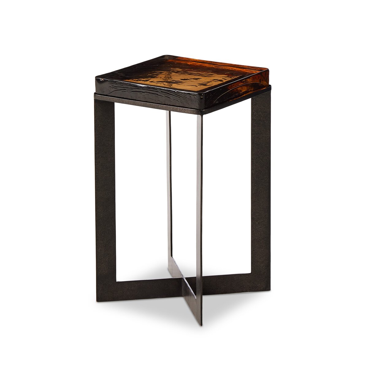 Amber Cast Glass Accent Table