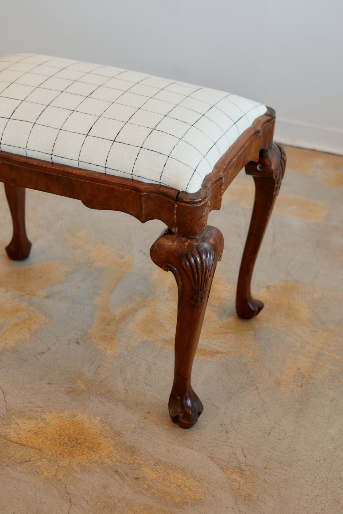 Carved English Mahogany Ottoman II