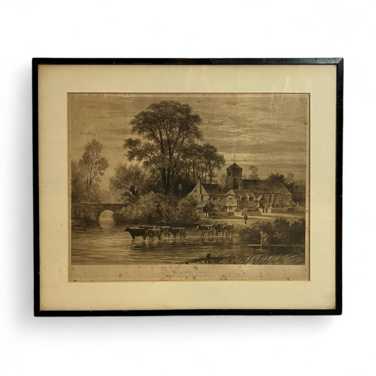 Tranquil Riverbank: Sketch of Village Life in the 19th Century