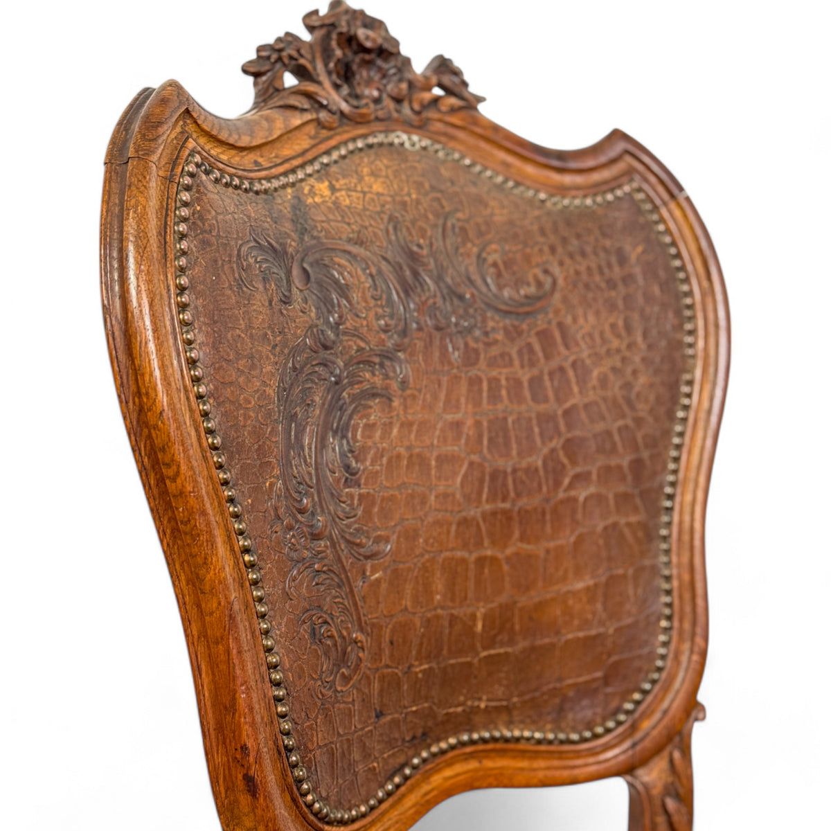 Louis XV Dining Chairs with Croc Leather - Set of 6