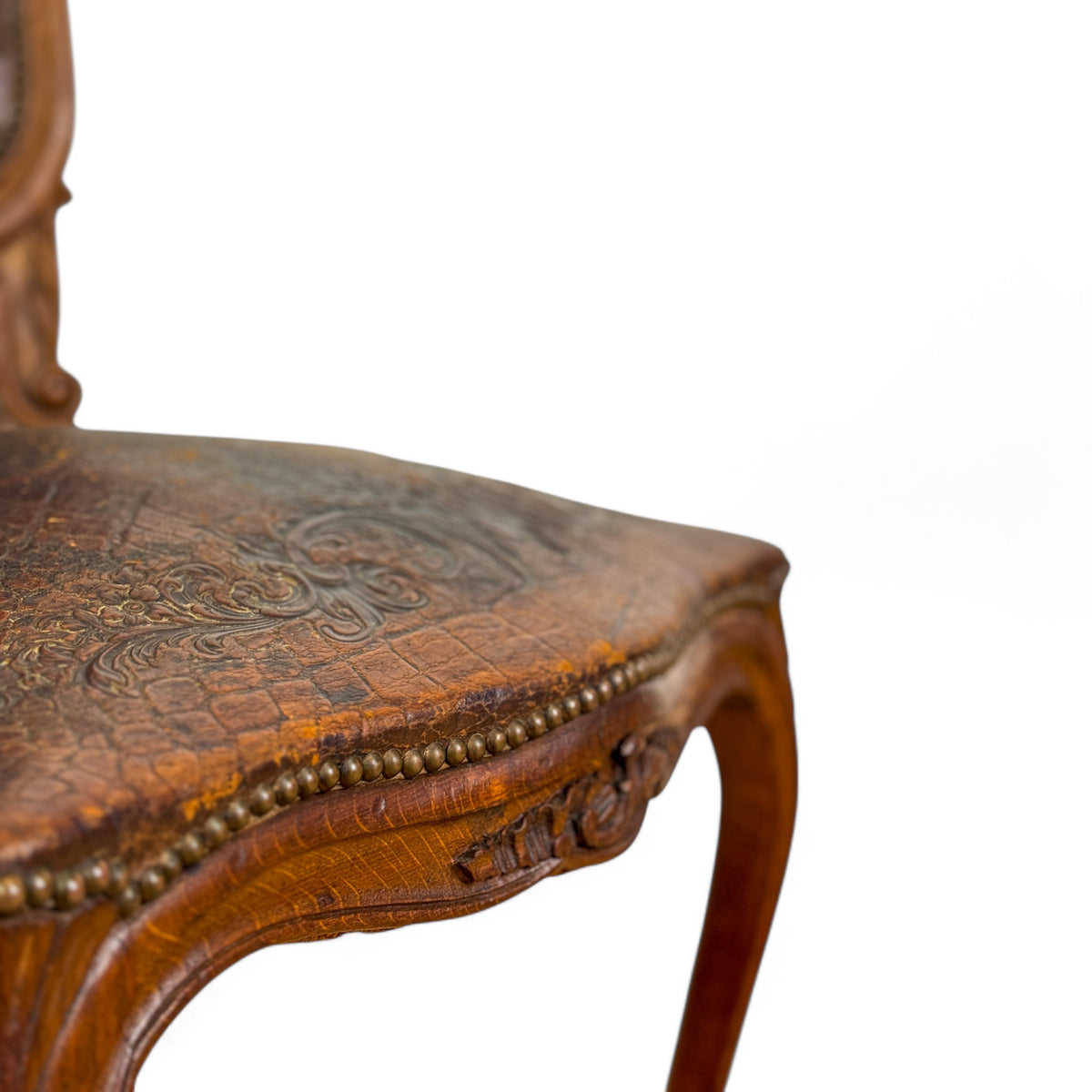 Louis XV Dining Chairs with Croc Leather - Set of 6