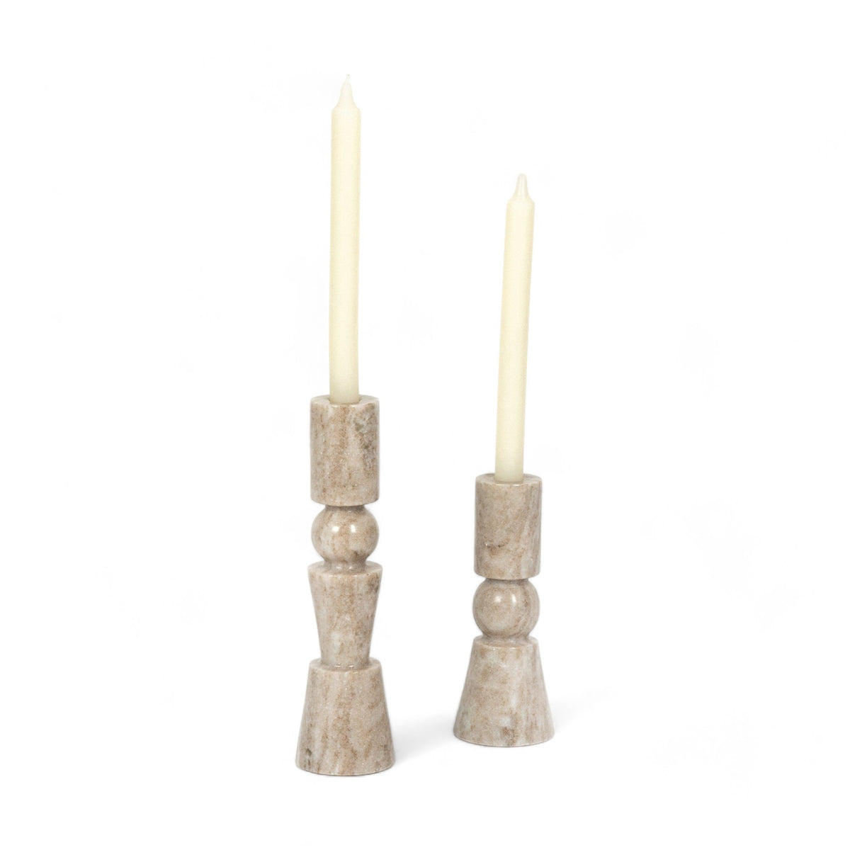 Marble Taper Candlesticks - Pair