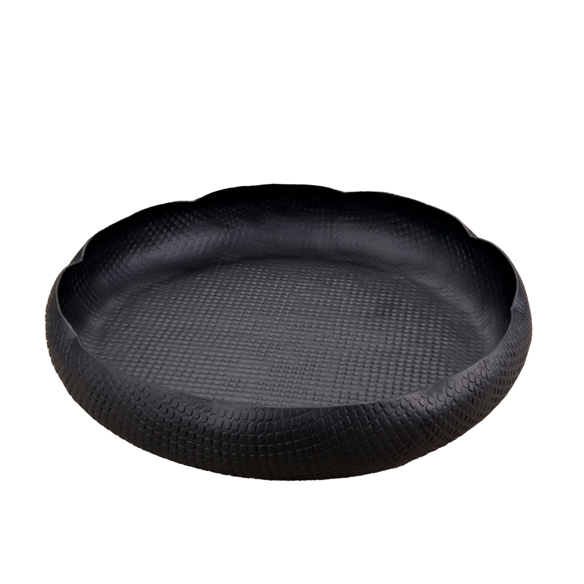 Black Crosshatch Aluminum Low Bowl 